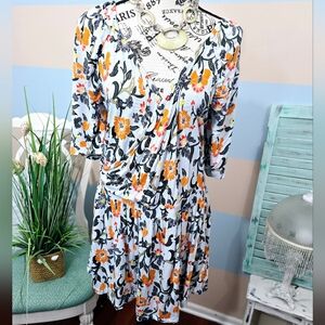 Lane Bryant Plus Size Short Sleeve Faux Wrap Floral Blouse